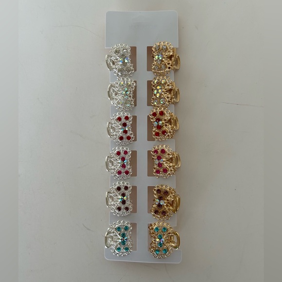 BLOSSOM JEWELED MINI HAIR CLIPS SET OF TWELVE NWT - Picture 2 of 6